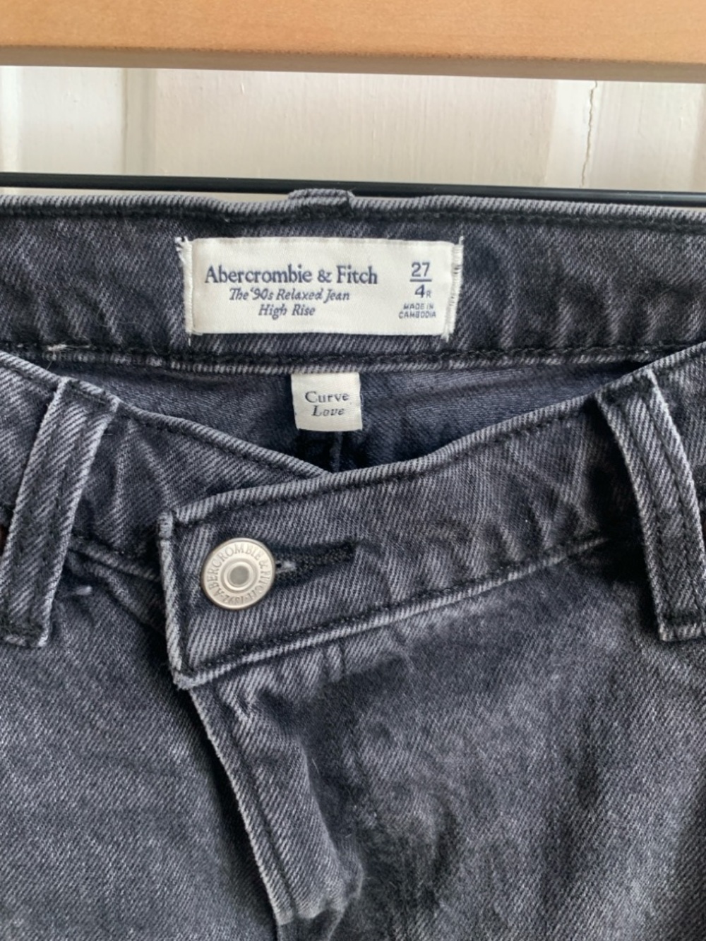 Abercrombie & Fitch 90’s Relaxed Jeans High Rise Black Curve Love Size 27 - Picture 4 of 6